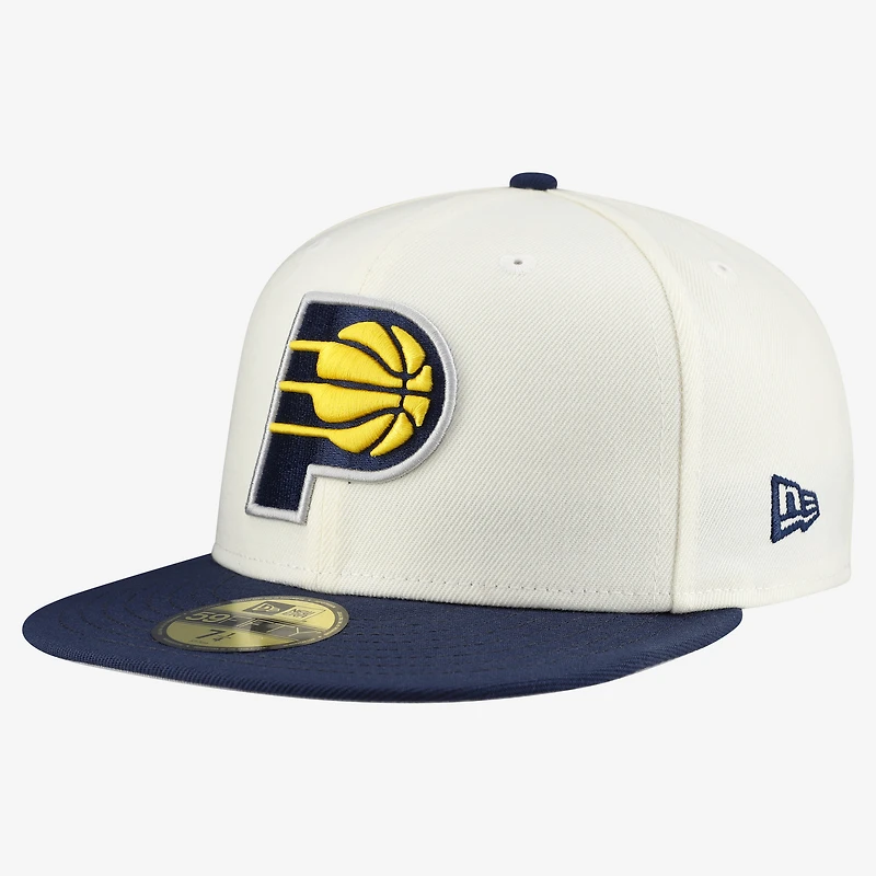 Casquette ajustée New Era 59FIFTY Chrome blanche et marine pour homme, Indiana Pacers