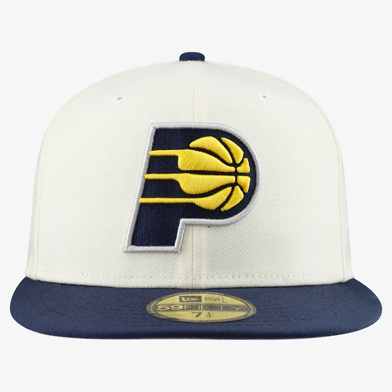 Casquette ajustée New Era 59FIFTY Chrome blanche et marine pour homme, Indiana Pacers