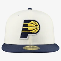 Casquette ajustée New Era 59FIFTY Chrome blanche et marine pour homme, Indiana Pacers