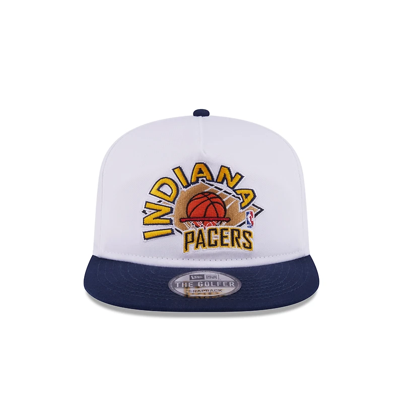Men's New Era White/Navy Indiana Pacers Hardwood Two-Tone Golfer Adjustable Hat