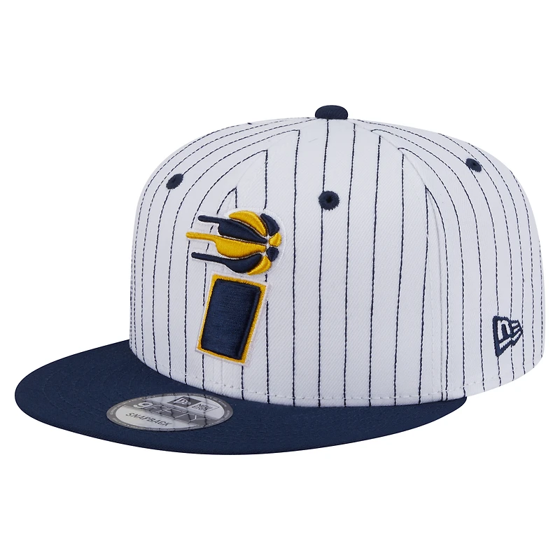 Casquette snapback New Era blanche Indiana Pacers Deceptor à fines rayures 9FIFTY pour homme