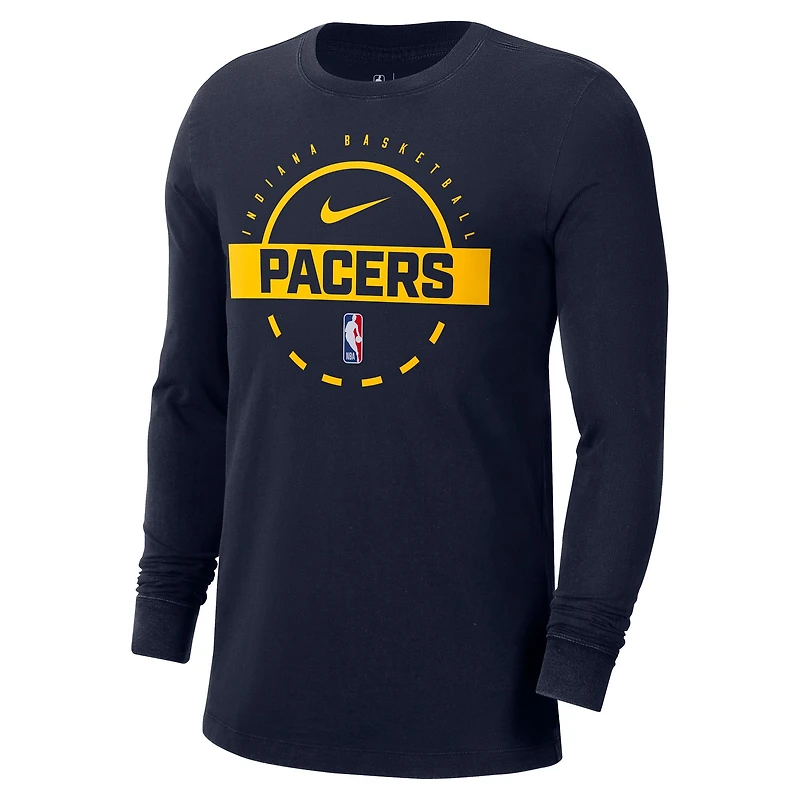 T-shirt d'entraînement à manches longues Nike bleu marine Indiana Pacers Authentic pour homme