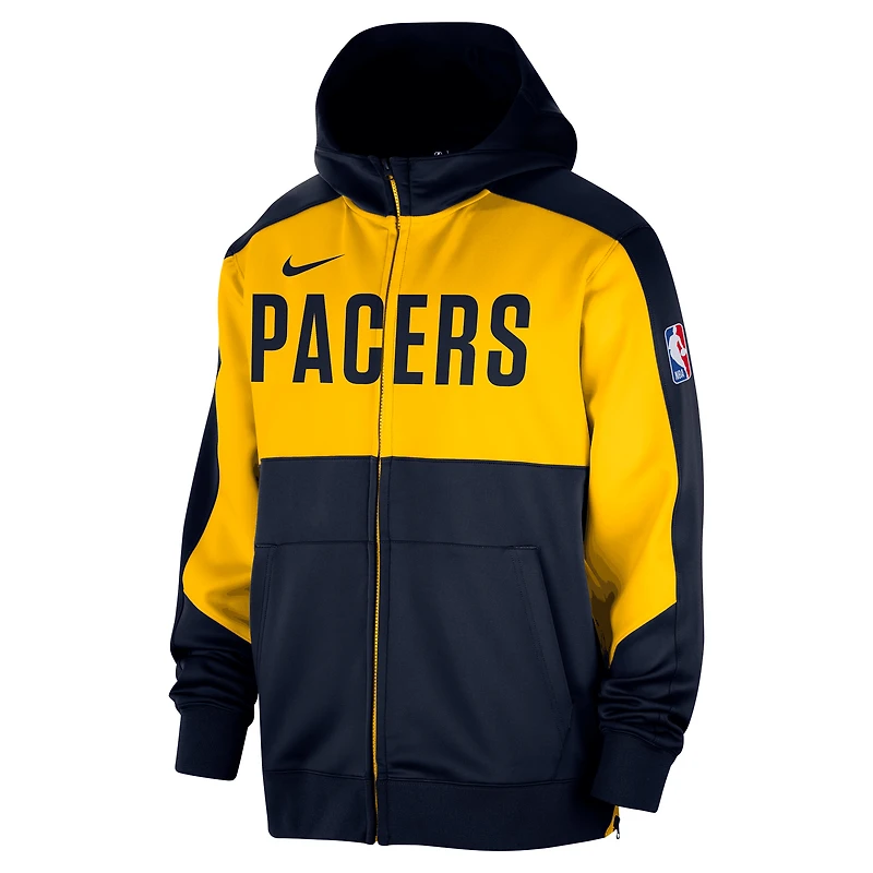 Sweat à capuche entièrement zippé Nike Indiana Pacers Authentic On-Court Showtime Performance pour homme, bleu marine