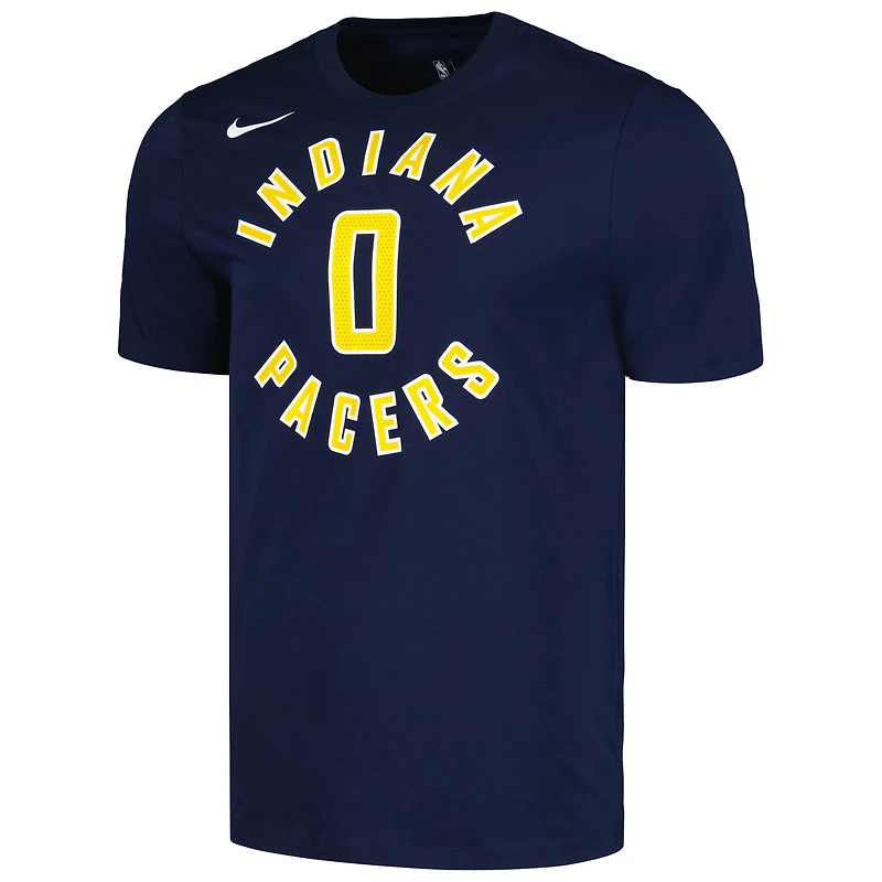 T-shirt avec nom et numéro Nike Tyrese Haliburton pour hommes, bleu marine, Indiana Pacers