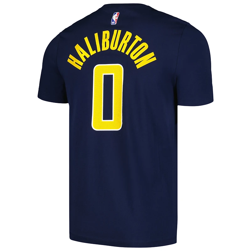 T-shirt avec nom et numéro Nike Tyrese Haliburton pour hommes, bleu marine, Indiana Pacers