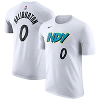 T-shirt Nike Tyrese Haliburton pour homme, blanc, édition City 2024/25, Indiana Pacers, nom et numéro