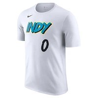 T-shirt Nike Tyrese Haliburton pour homme, blanc, édition City 2024/25, Indiana Pacers, nom et numéro