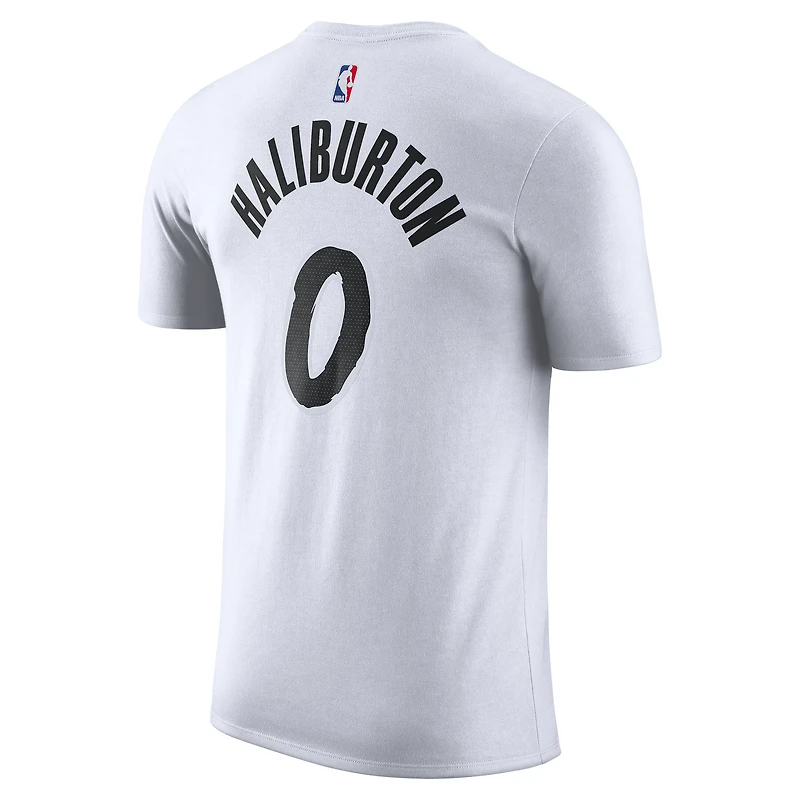 T-shirt Nike Tyrese Haliburton pour homme, blanc, édition City 2024/25, Indiana Pacers, nom et numéro