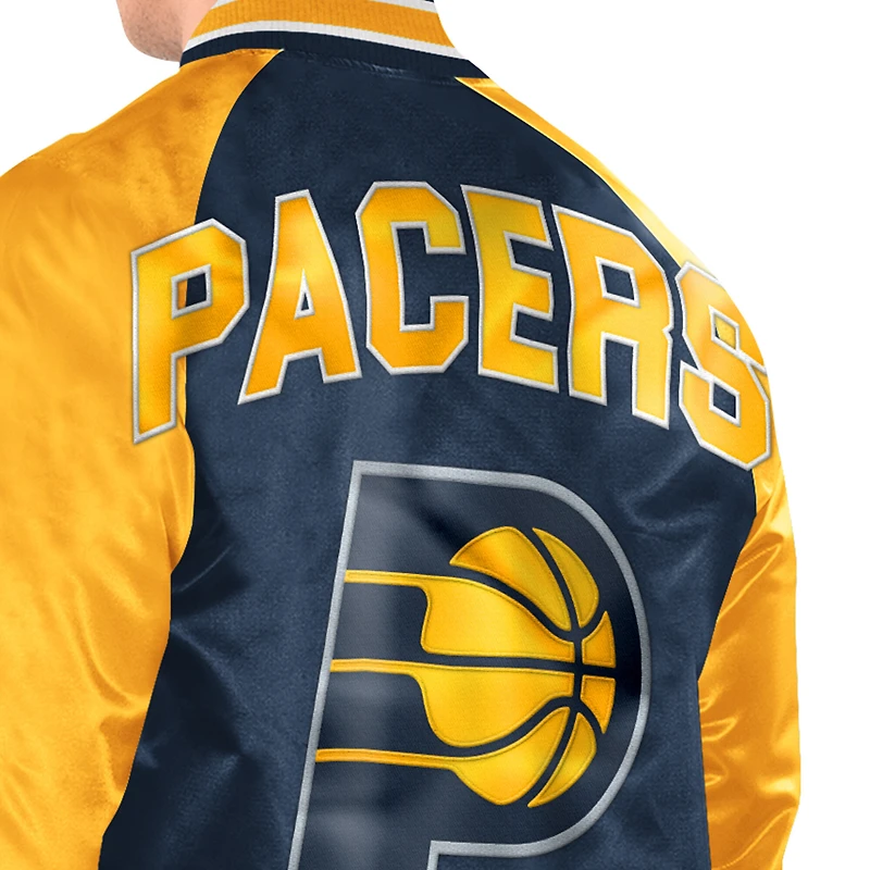 Men's Starter  Navy/Gold Indiana Pacers Inductee Raglan Full-Snap Varsity Jacket