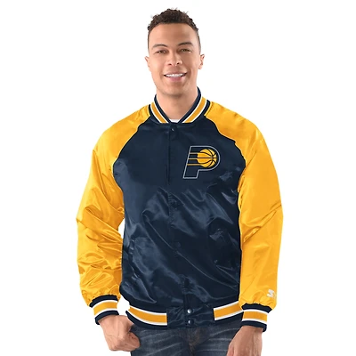 Men's Starter  Navy/Gold Indiana Pacers Inductee Raglan Full-Snap Varsity Jacket