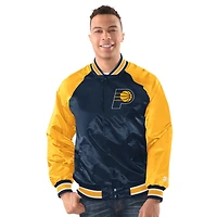 Men's Starter  Navy/Gold Indiana Pacers Inductee Raglan Full-Snap Varsity Jacket