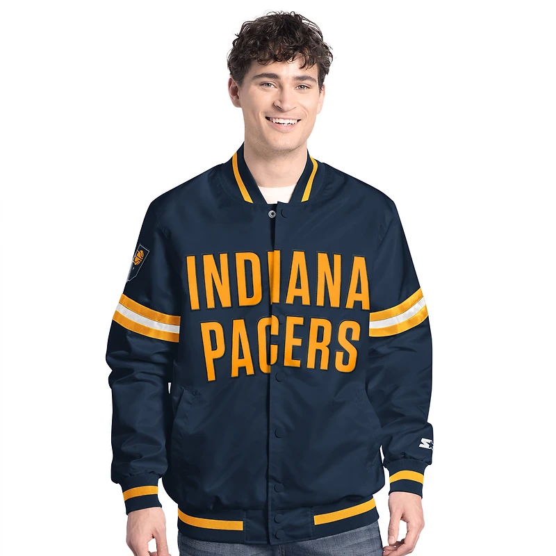 Veste universitaire Starter bleu marine/doré Indiana Pacers Scout à boutons-pression pour homme
