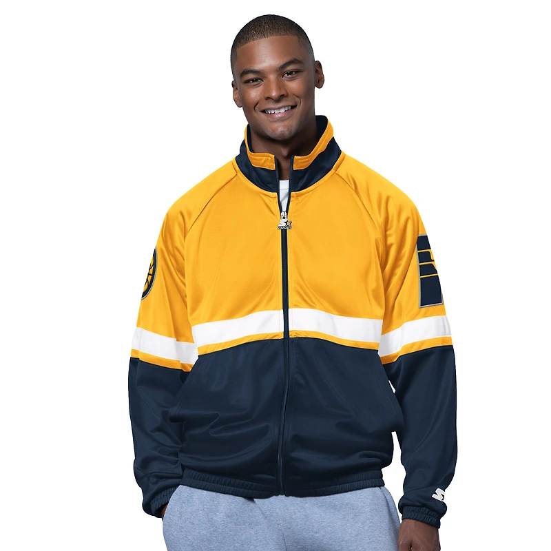 Veste de survêtement en tricot raglan Starter bleu marine/blanc Indiana Pacers pour homme, entièrement zippée