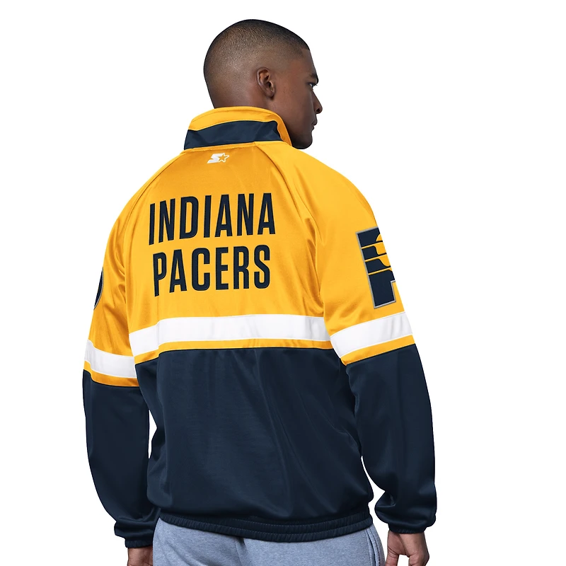 Veste de survêtement en tricot raglan Starter bleu marine/blanc Indiana Pacers pour homme, entièrement zippée