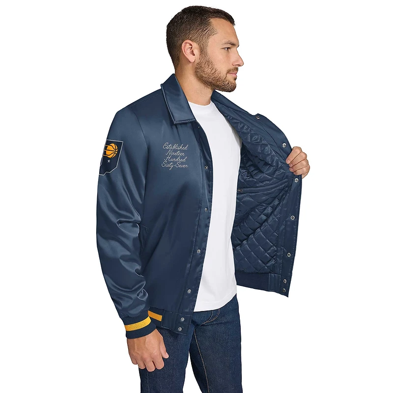 Veste universitaire à boutons-pression et appliqués Jacob Chain Stitch pour homme de Tommy Jeans Navy Indiana Pacers