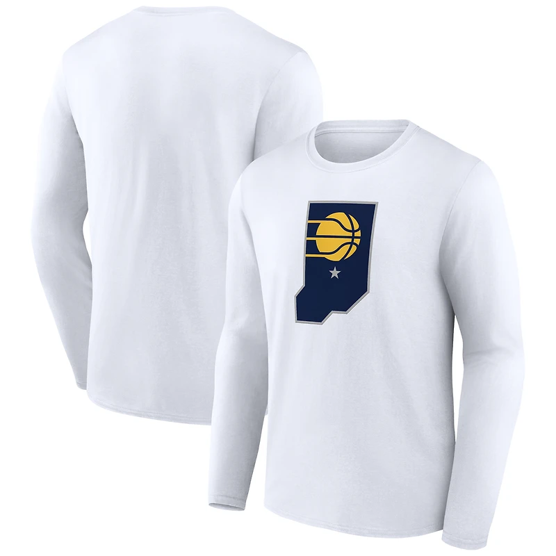 T-shirt blanc à manches longues pour homme avec logo alternatif des Indiana Pacers