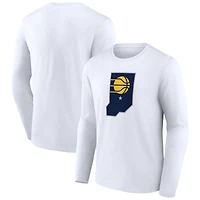 T-shirt blanc à manches longues pour homme avec logo alternatif des Indiana Pacers