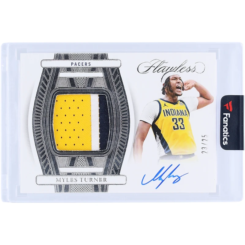 Myles Turner Indiana Pacers Autographed 2023-24 Panini Flawless Patch Tri-Color Relic #FPA-MTI #23/25 Card