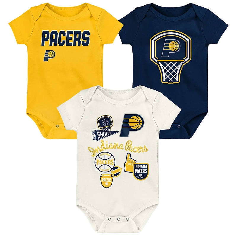 Newborn Outerstuff Indiana Pacers Three-Pack Littlest Player Bodysuit Set