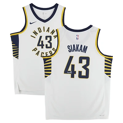 Maillot Nike Swingman blanc dédicacé par Pascal Siakam des Indiana Pacers