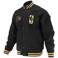 Unisex FISLL Black Indiana Pacers Logoman Shadow Collection Full-Snap Varsity Jacket