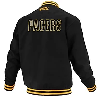 Unisex FISLL Black Indiana Pacers Logoman Shadow Collection Full-Snap Varsity Jacket