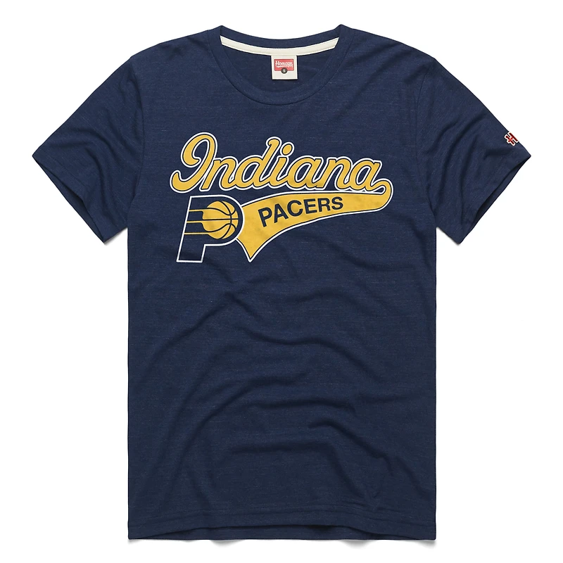Unisex Homage  Navy Indiana Pacers Script Tri-Blend T-Shirt