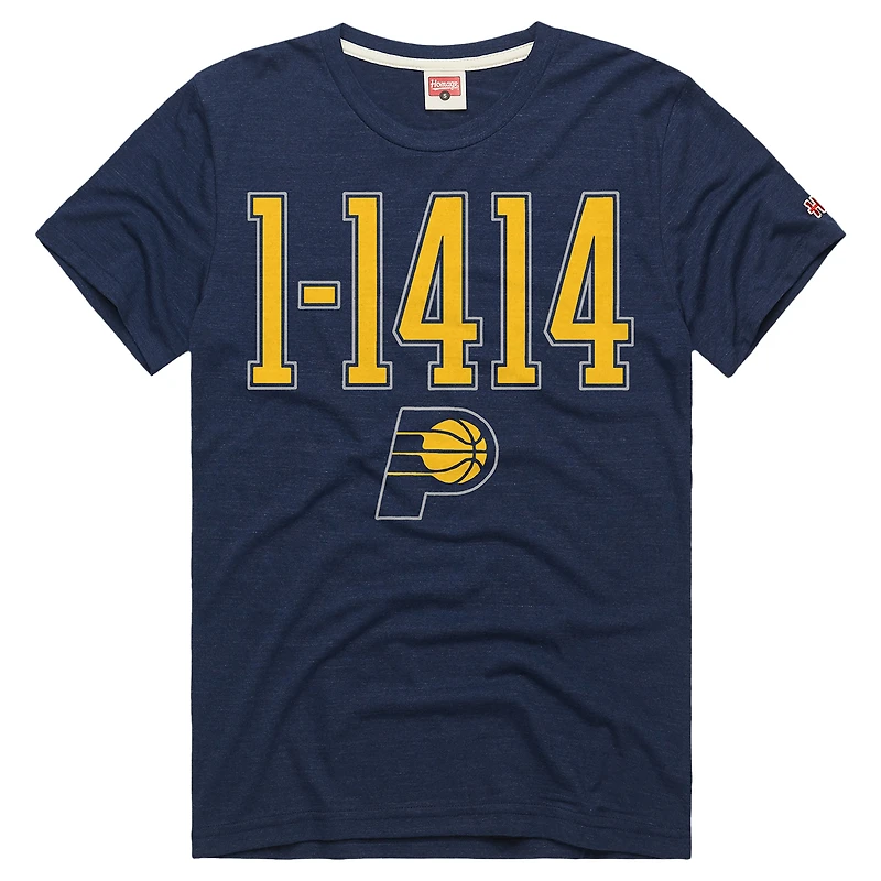 Unisex Homage Navy Indiana Pacers The "1-1414" Comeback Record Tri-Blend T-Shirt