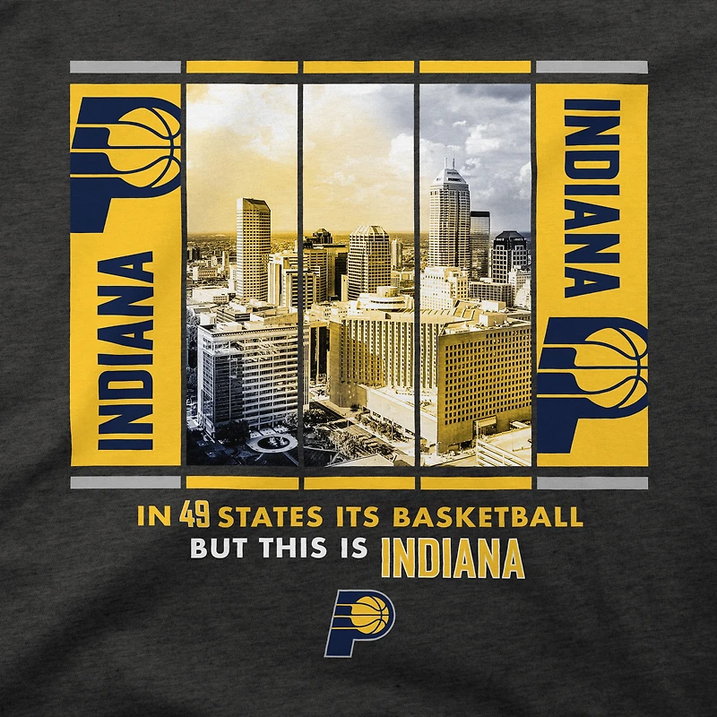 Unisex Stadium Essentials Charcoal Indiana Pacers Skyline Boxout T-Shirt