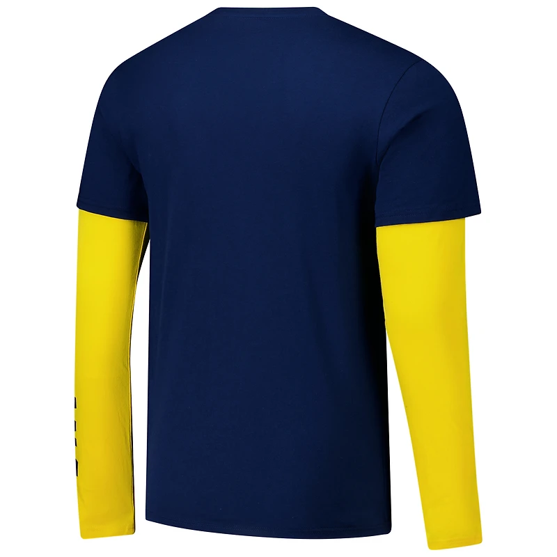 Unisex Stadium Essentials Navy Indiana Pacers Spectator Twofer Long Sleeve  T-Shirt