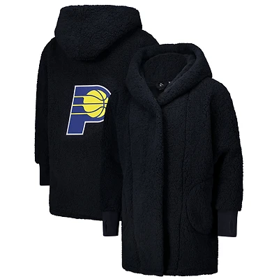 Unisex the Best Lounger World By Jill Martin Black Indiana Pacers Oversized Open-Front Hoodie Sweater