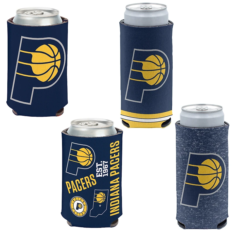 WinCraft Indiana Pacers, paquet de 4, 12 oz. Ensemble refroidisseur de canettes et de canettes minces