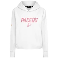 Women's Levelwear  White Indiana Pacers Mother's Day Sweet Floral Cropped Tri-Blend Pullover Hoodie
