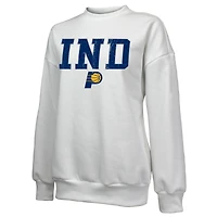 Women's Majestic Threads White Indiana Pacers Classic Tri-Blend Pullover Sweatshirt