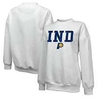 Women's Majestic Threads White Indiana Pacers Classic Tri-Blend Pullover Sweatshirt