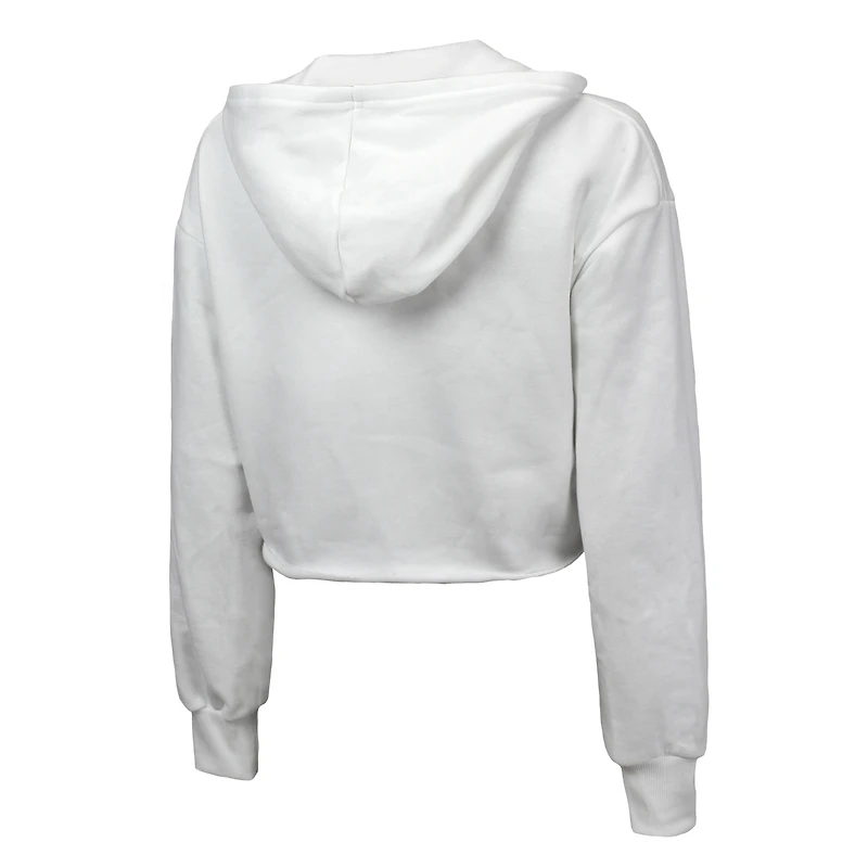 Women's Majestic Threads  White Indiana Pacers Tri-Blend Cropped Pullover Hoodie