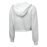 Women's Majestic Threads  White Indiana Pacers Tri-Blend Cropped Pullover Hoodie