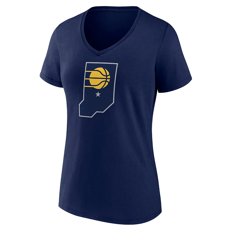 T-shirt à col en V blanc pour femmes Indiana Pacers avec logo alternatif