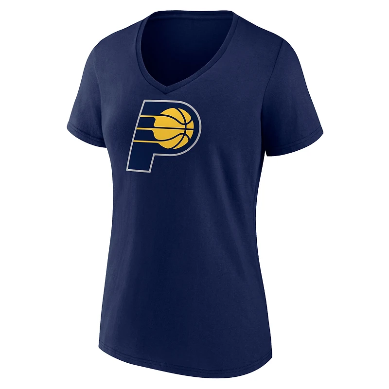 Women's  White Indiana Pacers Primary Logo V-Neck T-Shirt