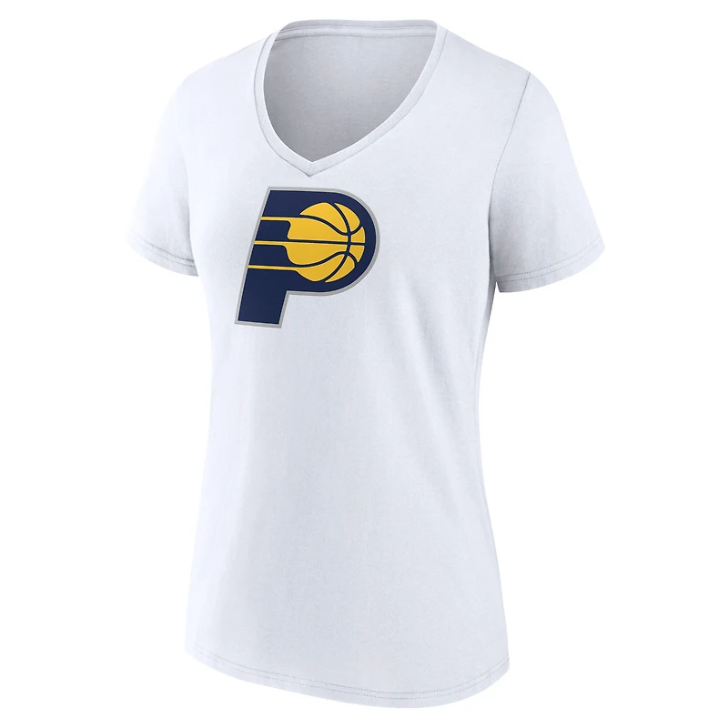 Women's White Indiana Pacers Primary Logo V-Neck T-Shirt