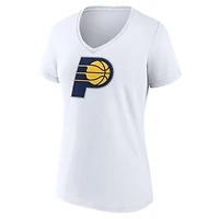 Women's  White Indiana Pacers Primary Logo V-Neck T-Shirt