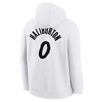 Youth Nike Tyrese Haliburton White Indiana Pacers 2024/25 City Edition Name & Number Pullover Hoodie