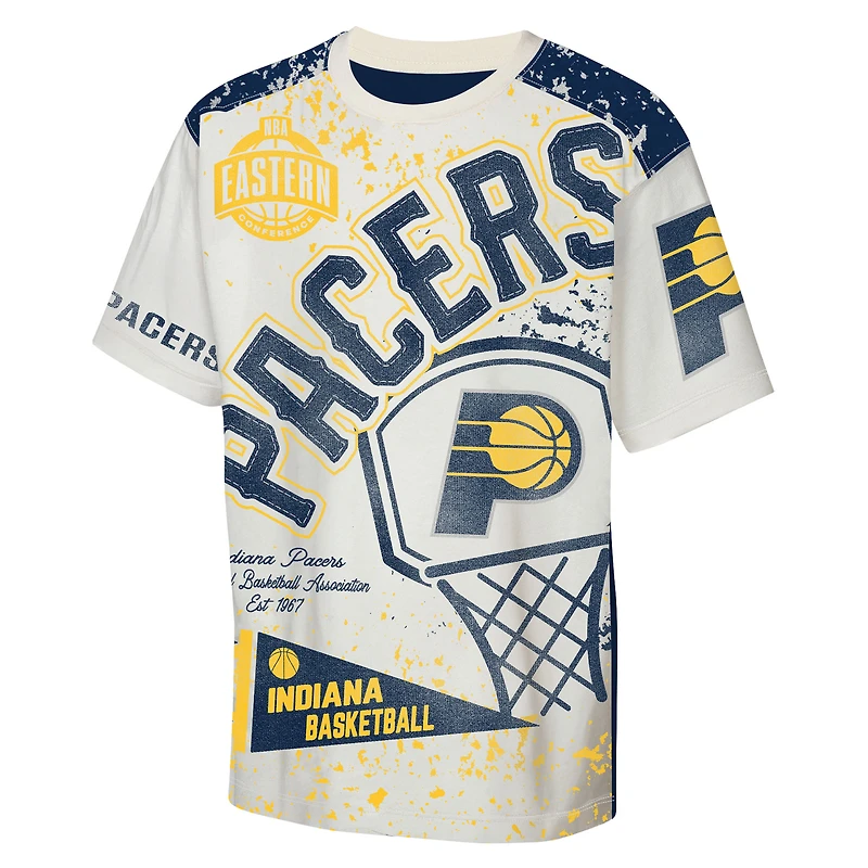 T-shirt imprimé intégral pour jeunes Outerstuff Cream Indiana Pacers, meilleur joueur