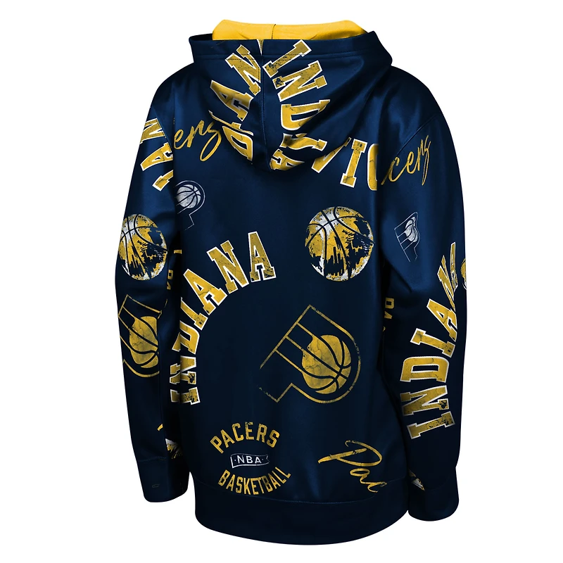 Sweat à capuche bleu marine pour jeunes Outerstuff Indiana Pacers, motif « infraction au code de la route »