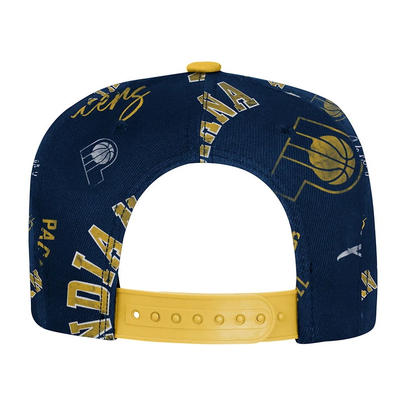 Youth Outerstuff  Navy Indiana Pacers Street Hooper Allover Print Snapback Hat