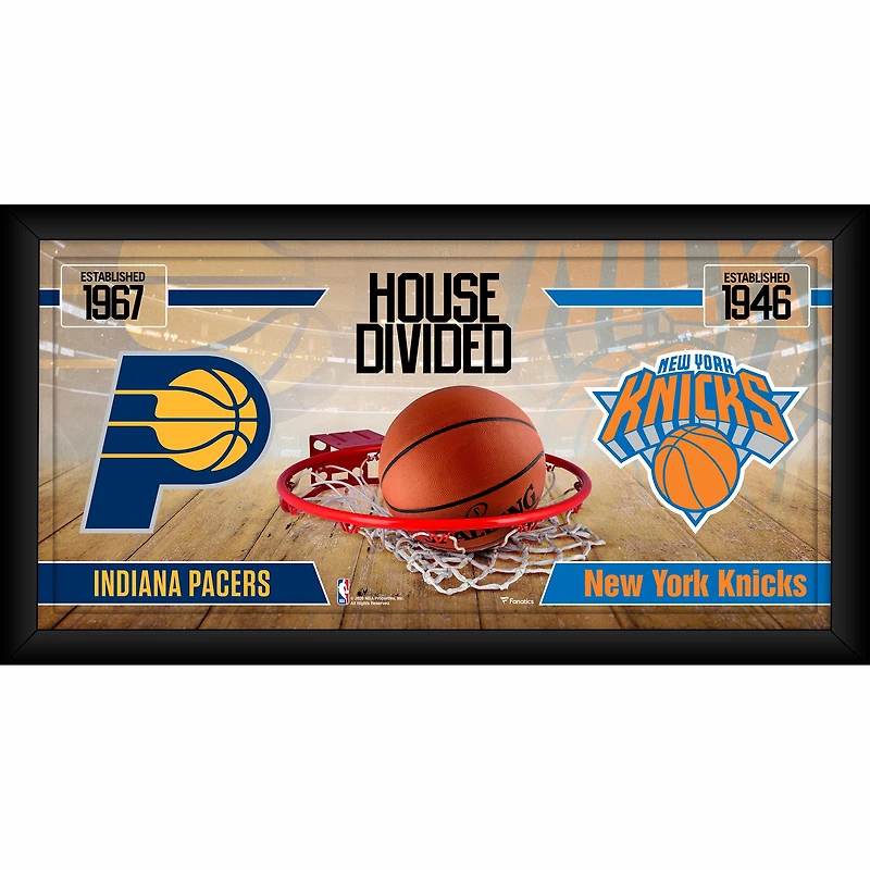 Collage encadré 10" x 20" des Indiana Pacers contre les New York Knicks, divisé par la maison