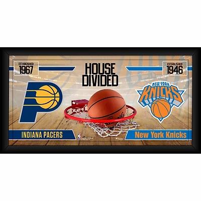 Collage encadré 10" x 20" des Indiana Pacers contre les New York Knicks, divisé par la maison