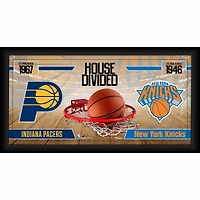 Collage encadré 10" x 20" des Indiana Pacers contre les New York Knicks, divisé par la maison
