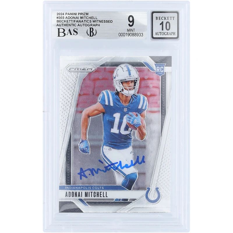 Adonai Mitchell Indianapolis Colts Autographed 2024 Panini Prizm #303 Beckett Fanatics Witnessed Authenticated /10 Rookie Card