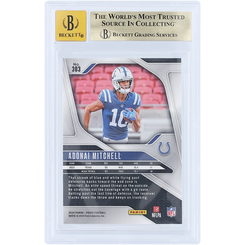 Adonai Mitchell Indianapolis Colts Autographed 2024 Panini Prizm #303 Beckett Fanatics Witnessed Authenticated /10 Rookie Card